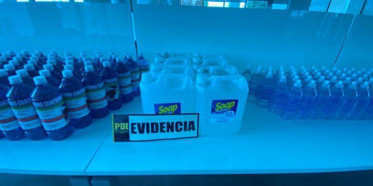 Decomisan desinfectantes ilegales en Villa Alemana en plena pandemia
