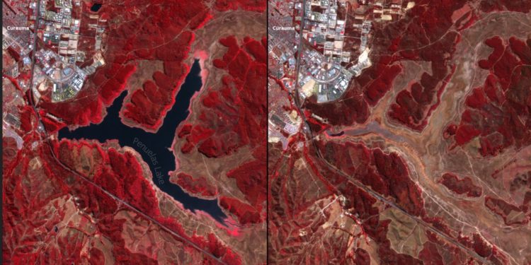 Dramático estado del lago Peñuelas queda en evidencia con imagen satelital