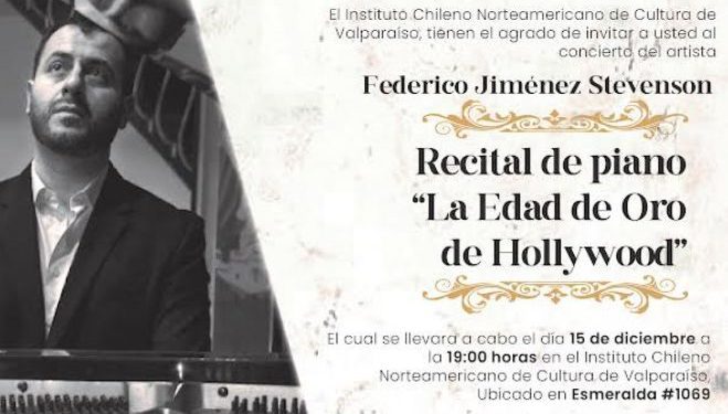 Instituto Chileno Norteamericano de Cultura invita a recital de piano