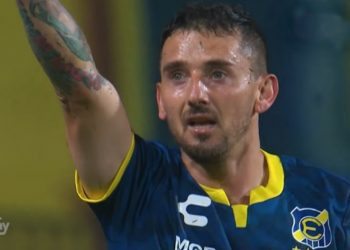 La emoción de Juan Cuevas después de anotar en triunfo de Everton