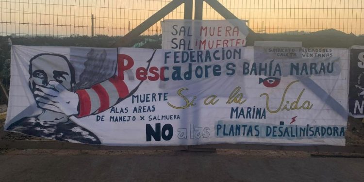 Pescadores protestan contra planta desalinizadora en Quintero