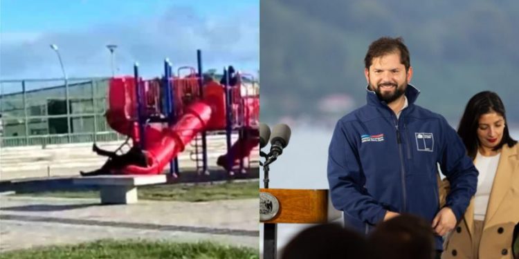 Tobogán donde quedó atrapado el Presidente Boric fue arreglado por módica suma