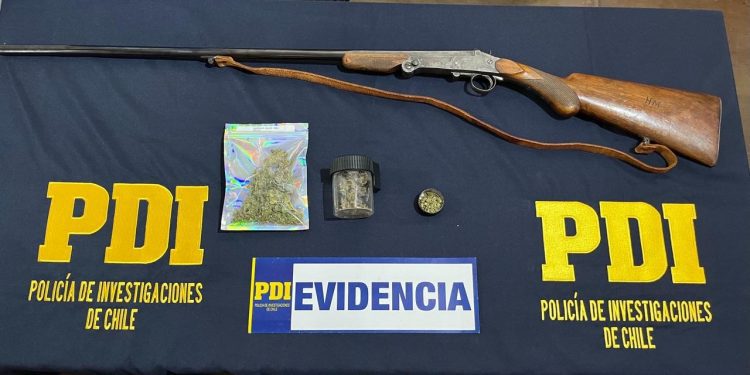 PDI desbarata foco de microtráfico en los andes e incauta escopeta