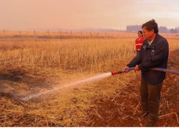 Lluevas las críticas al ministro de Agricultura por grabarse con una manguera tratando de pagar incendio