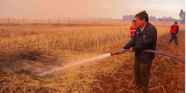 Lluevas las críticas al ministro de Agricultura por grabarse con una manguera tratando de pagar incendio